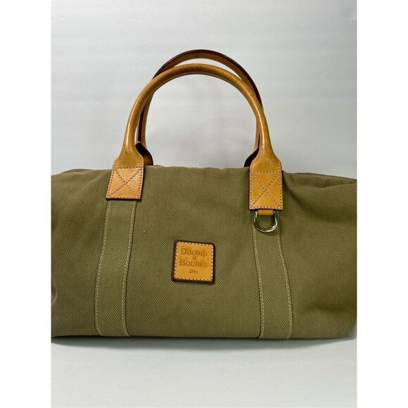 Dooney & Bourke 1975 Duffle Vintage Canvas Tote Leather Green - Picture 12 of 16